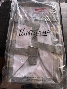 thirty-one Pink Tote with Taupe Trim and Logo